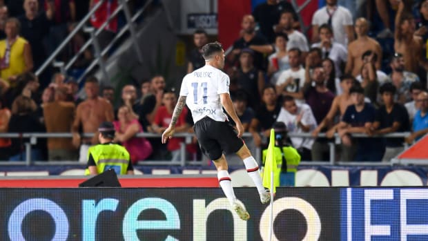 Christian Pulisic after scoring for AC Milan